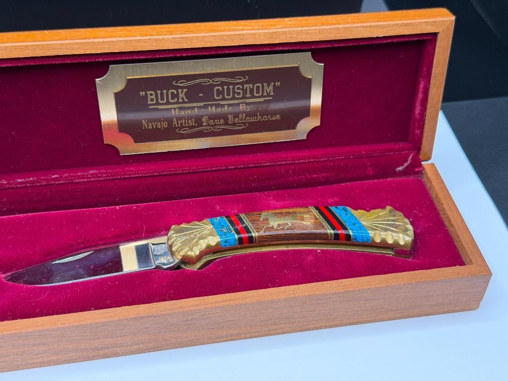 " BUCK - CUSTOM " FIXED BLADE KNIFE HAND MADE BY NAVAJO ARTIST DAVE YELLOWHORSE - 2