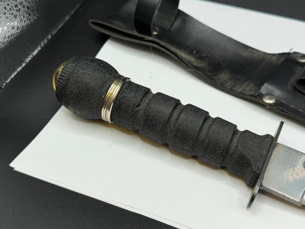 FIXED BLADE SURVIVALIST KNIFE WITH COMPASS AT BASE OF HANDLE, SHARPENING STONE, AND SUPPLIES - 4