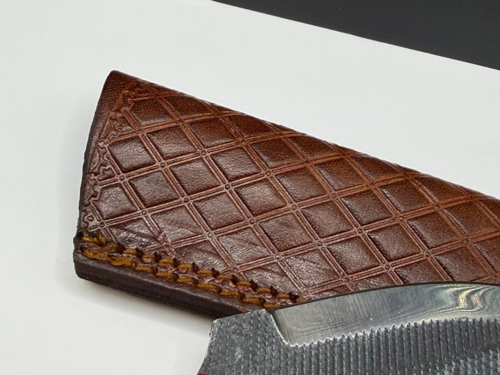 FORGED CARBON STEEL FIXED BLADE KNIFE WITH GUT HOOK AND FULL TANG BLADE - 7