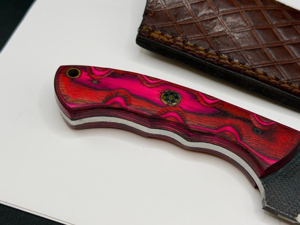 FORDGED CARBON STEEL FIXED BLADE KNIFE WITH GUT HOOK AND FULL TANG BLADE - 4