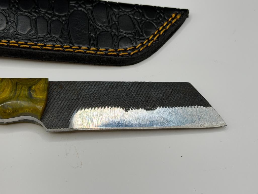 FORDGED CARBON STEEL FIXED BLADE KNIFE WITH STRAIGHT BACK AND CLEAVER SHAPED BLADE - 2