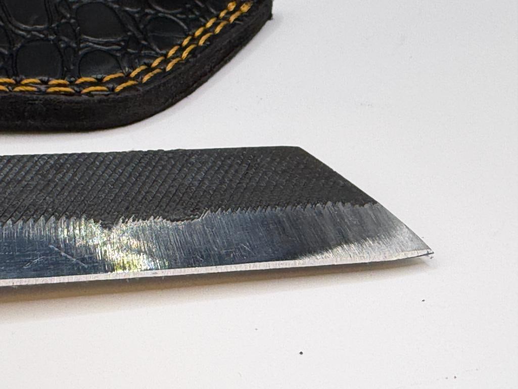 FORDGED CARBON STEEL FIXED BLADE KNIFE WITH STRAIGHT BACK AND CLEAVER SHAPED BLADE - 3