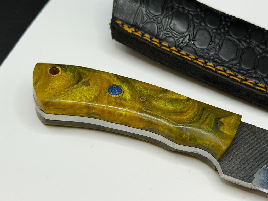 FORDGED CARBON STEEL FIXED BLADE KNIFE WITH STRAIGHT BACK AND CLEAVER SHAPED BLADE - 4