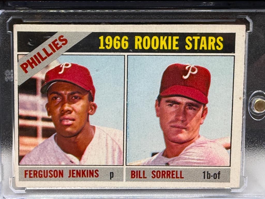 1966 TOPPS #254 PHILLIES ROOKIE STARS FERGUSON JENKINS AND BILL SORRELL BASEBALL CARD - 2