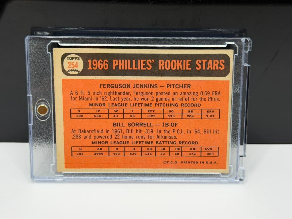 1966 TOPPS #254 PHILLIES ROOKIE STARS FERGUSON JENKINS AND BILL SORRELL BASEBALL CARD - 7
