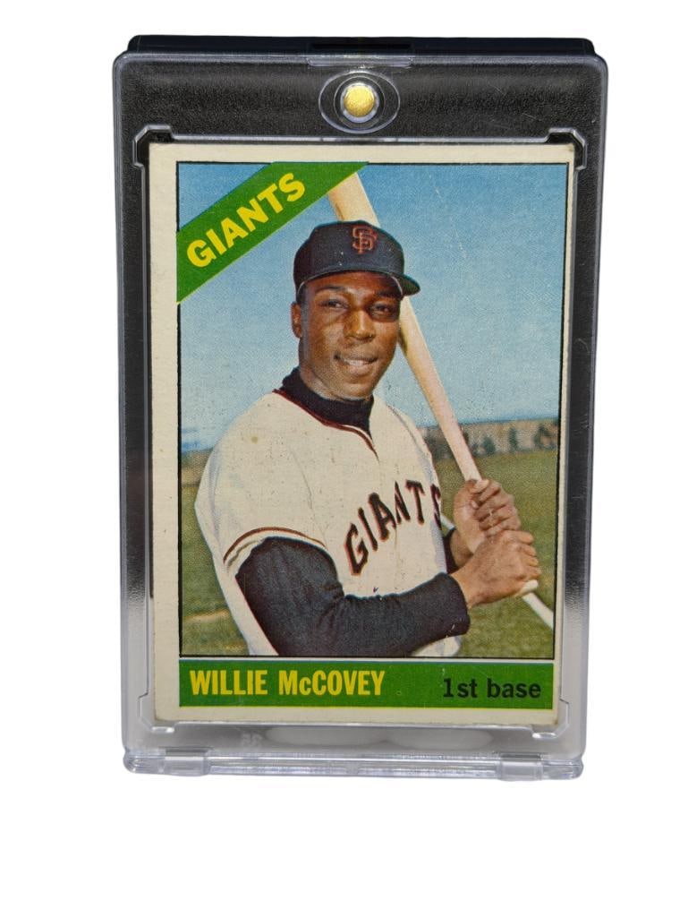 1966 TOPPS #550 WILLIE MCCOVEY BASEBALL CARD: WILLIE MCCOVEY, SAN FRANCISCO GIANTS, HALL OF FAMER, RARE CARD, SEE PHOTOS FOR CONDITION, FROM THE ESTATE OF A LOCAL RENO, NV DOCTOR AT RENOWN WHO RAN BIG LEAGUE SPORTS MEDICINE BASEBALL CAMP
