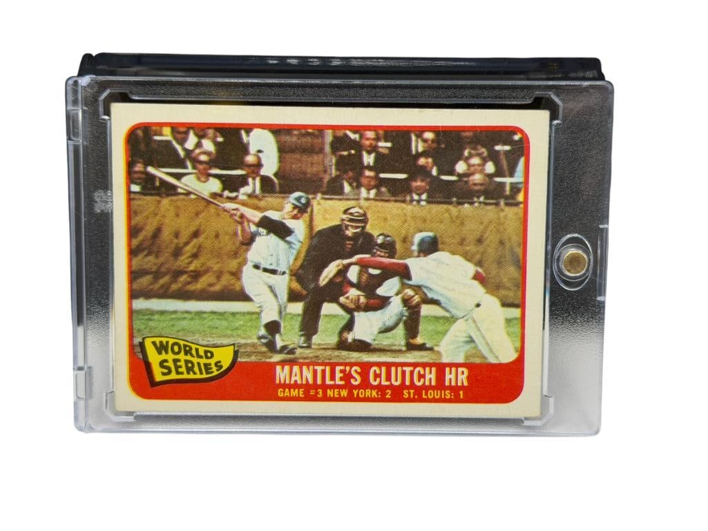 1965 TOPPS #134 1964 WORLD SERIES GAME MANTLE'S CLUTCH HR MICKEY MANTLE BASEBALL CARD: MICKEY MANTLE, NEW YORK YANKEES, GAME =3 NEW YORK: 2 ST. LOUIS: 1, HALL OF FAMER, RARE CARD, SEE PHOTOS FOR CONDITION, FROM THE ESTATE OF A LOCAL RENO, NV DOCTOR AT RENOWN WHO RAN BIG LEAGUE