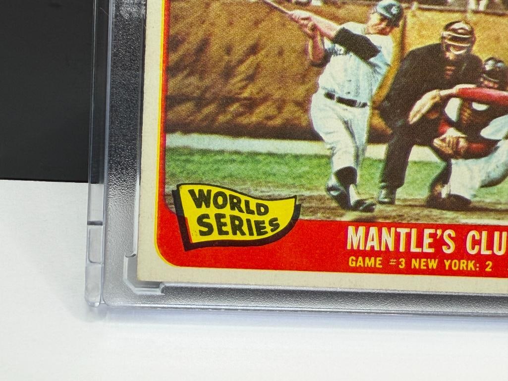 1965 TOPPS #134 1964 WORLD SERIES GAME MANTLE'S CLUTCH HR MICKEY MANTLE BASEBALL CARD - 3