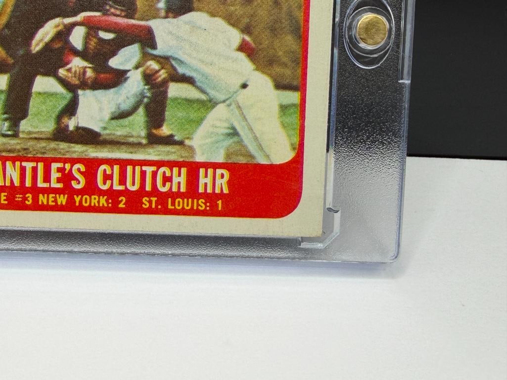 1965 TOPPS #134 1964 WORLD SERIES GAME MANTLE'S CLUTCH HR MICKEY MANTLE BASEBALL CARD - 4