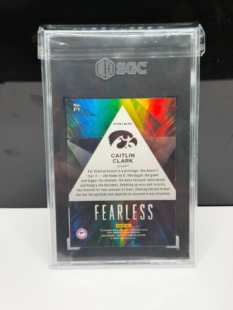 2024 PANINI CAITLIN CLARK COL. F1 CAITLIN CLARK IOWA FEARLESS PANINI PRIZM BASEKTBALL CARD SGC 9.5+ - 6