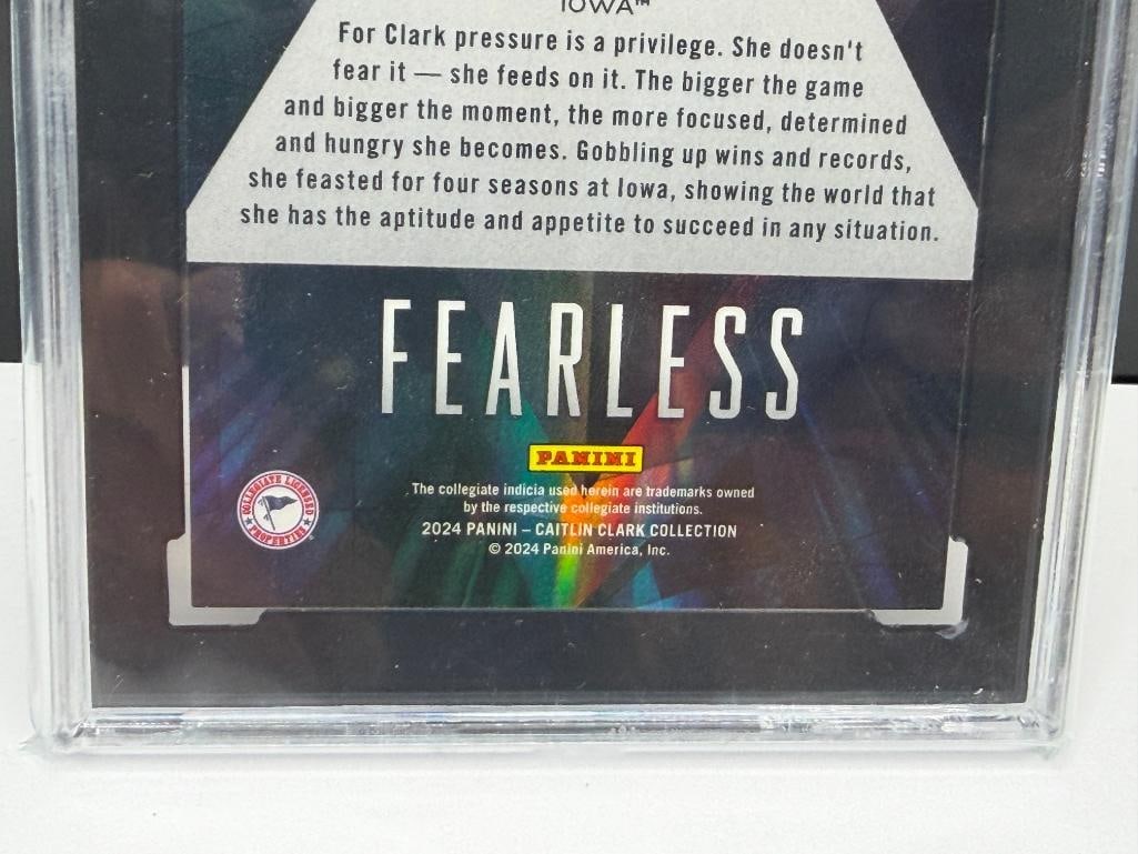 2024 PANINI CAITLIN CLARK COL. F1 CAITLIN CLARK IOWA FEARLESS PANINI PRIZM BASEKTBALL CARD SGC 9.5+ - 8