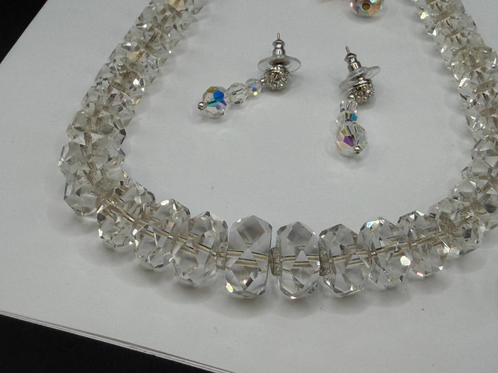 ASSORTED CRYSTAL AND RHINESTONE JEWELRY FEATURING A SIGNED PAIR OF CLIPBACKS EARRINGS BY LAGUNA - 4