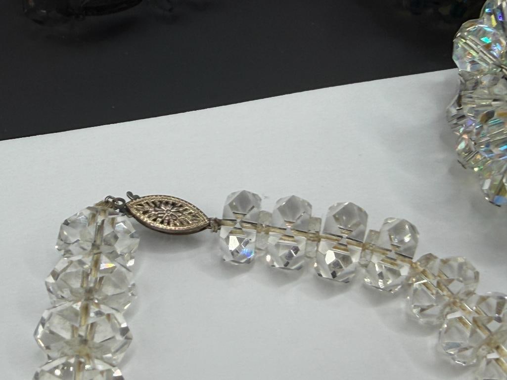 ASSORTED CRYSTAL AND RHINESTONE JEWELRY FEATURING A SIGNED PAIR OF CLIPBACKS EARRINGS BY LAGUNA - 5