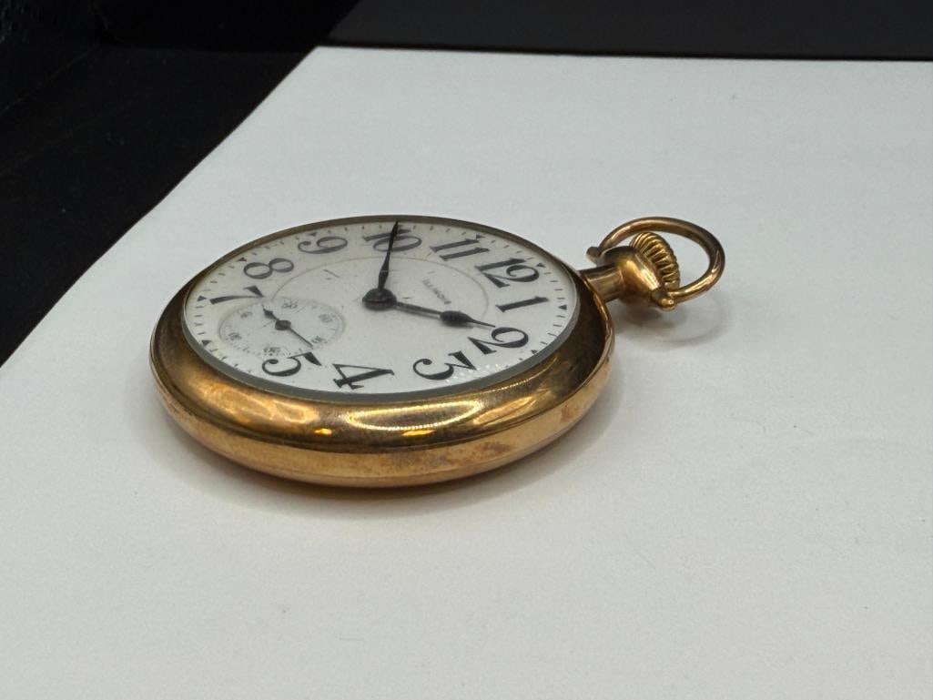 ANTIQUE 1915 ILLINOIS GRADE A. LINCOLN FALSE CENTER BRIDGE 21 JEWELS POCKET WATCH - 4