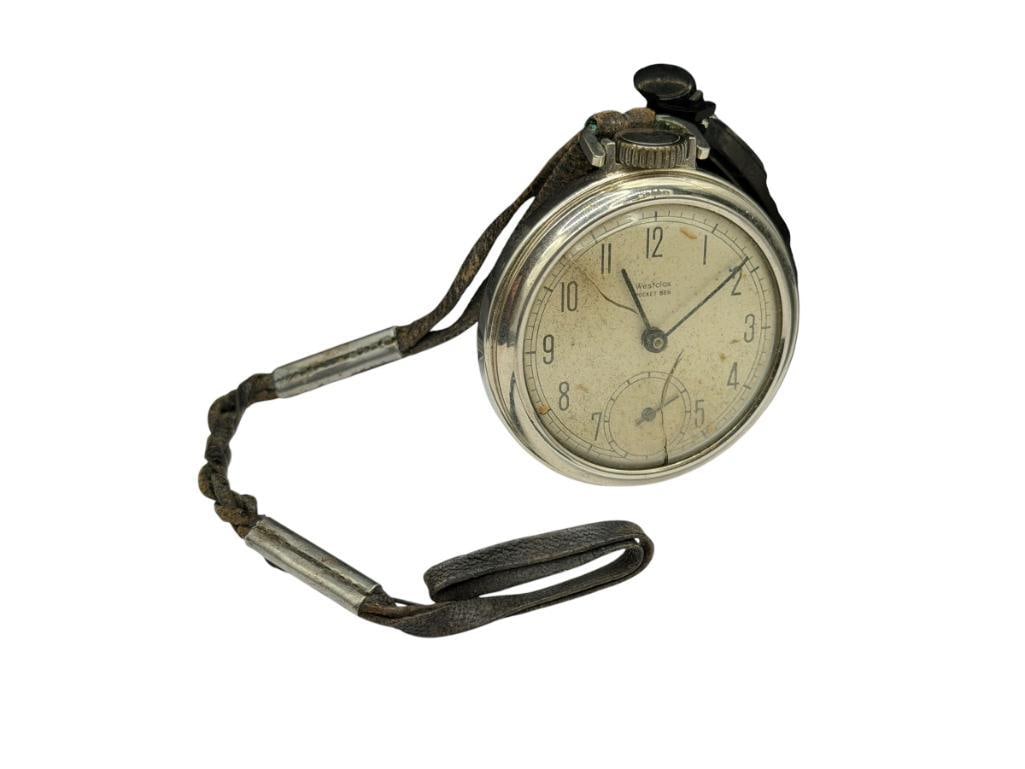 VINTAGE WESTCLOX POCKET BEN SILVER TONE OPEN FACE POCKET WATCH (1 of 8)
