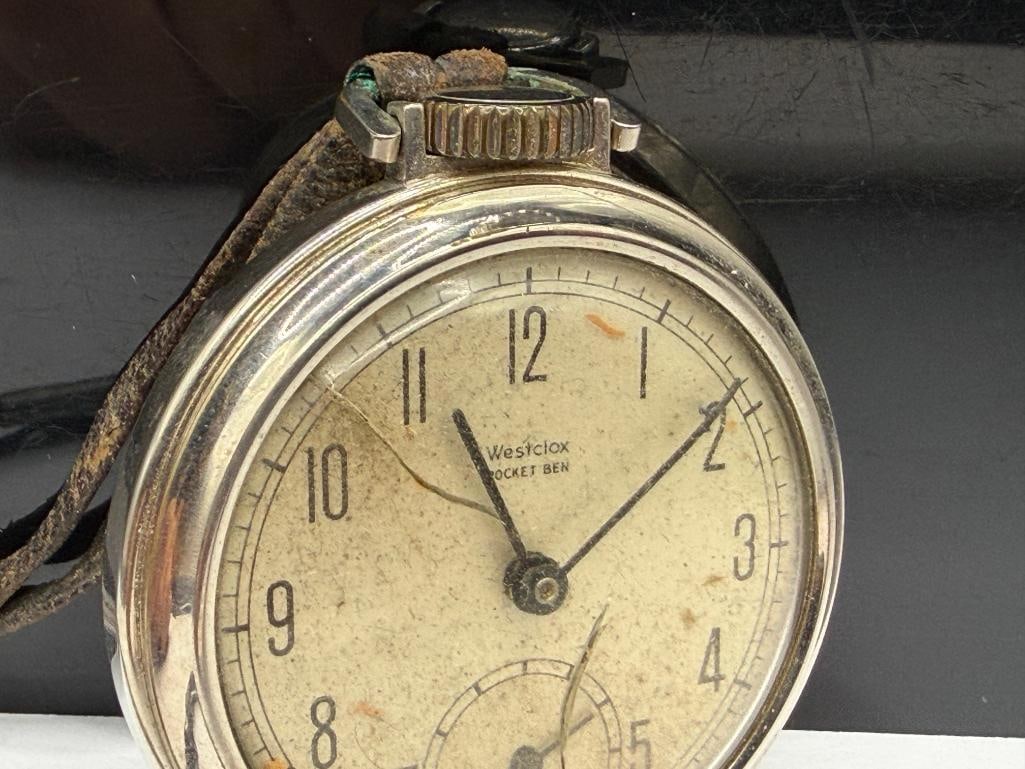 VINTAGE WESTCLOX POCKET BEN SILVER TONE OPEN FACE POCKET WATCH - 3