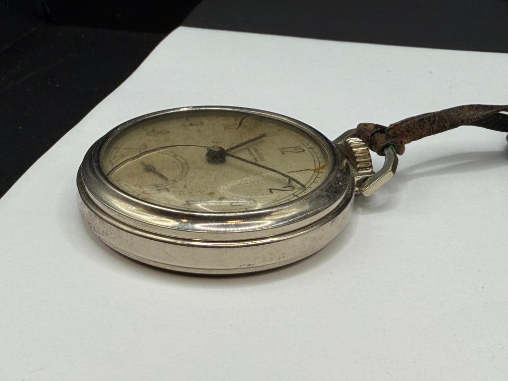 VINTAGE WESTCLOX POCKET BEN SILVER TONE OPEN FACE POCKET WATCH - 5