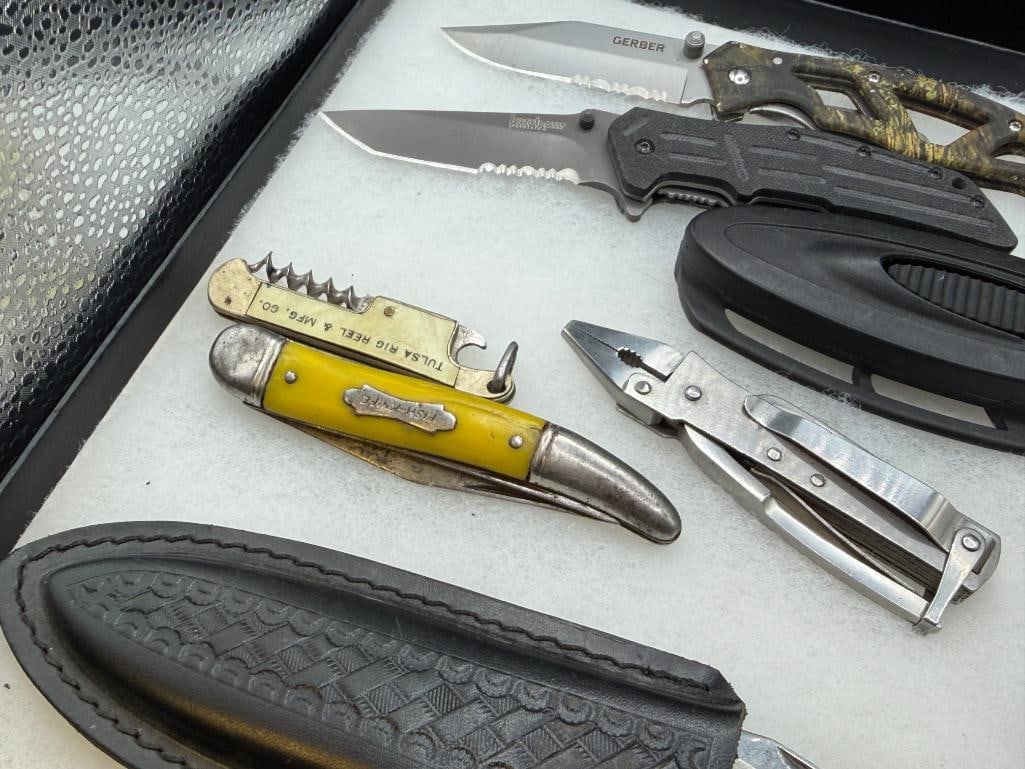 16 COLELCTIBLE KNIVES AND POCKET KNIVES INCLUDING SCHRARE OLD TIMER, FISH KNIFE, GERBER, AND MORE - 4
