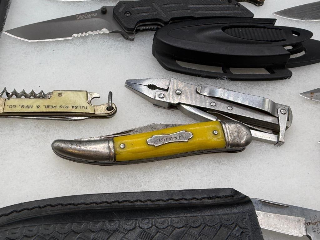 16 COLELCTIBLE KNIVES AND POCKET KNIVES INCLUDING SCHRARE OLD TIMER, FISH KNIFE, GERBER, AND MORE - 5