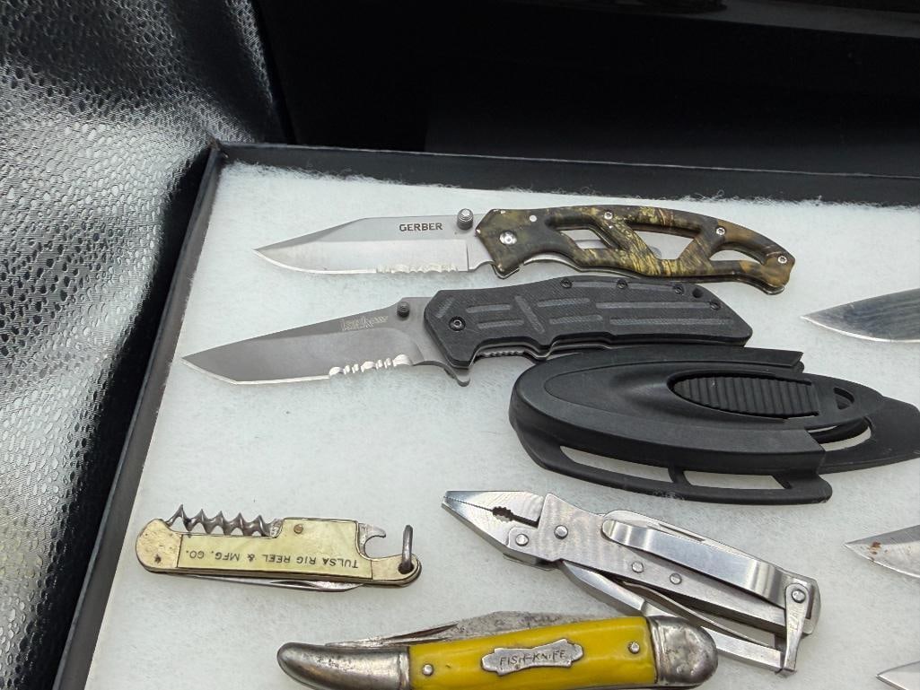 16 COLELCTIBLE KNIVES AND POCKET KNIVES INCLUDING SCHRARE OLD TIMER, FISH KNIFE, GERBER, AND MORE - 6