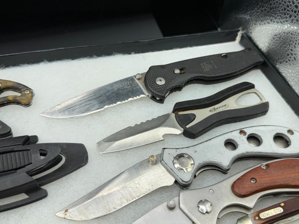 16 COLELCTIBLE KNIVES AND POCKET KNIVES INCLUDING SCHRARE OLD TIMER, FISH KNIFE, GERBER, AND MORE - 8