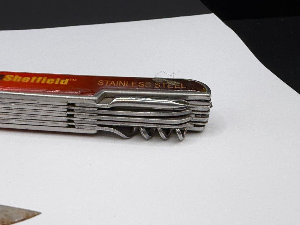 GERBER UTILITY TOOL, VICTRONIX SWISS ARMY KNIFE MULTI-TOOL, AND SHEFFIELD STAINLESS STEEL MULTI-T... - 8