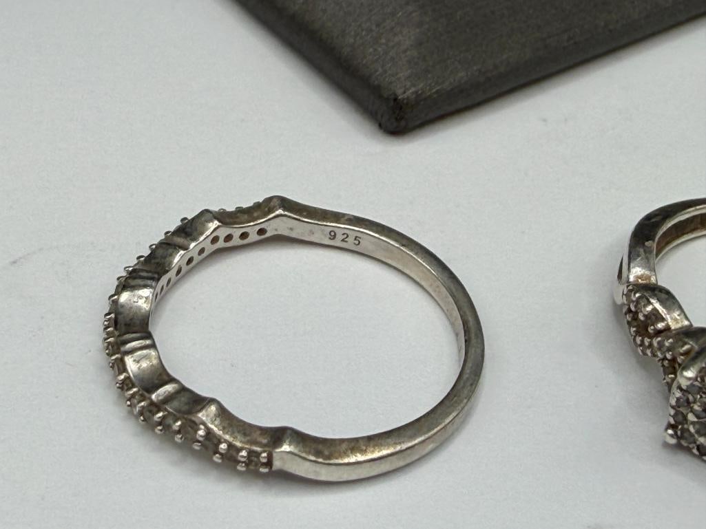 STERLING SILVER DIAMOND AND DIAMOND CUT ENGAGEMENT SET - 5