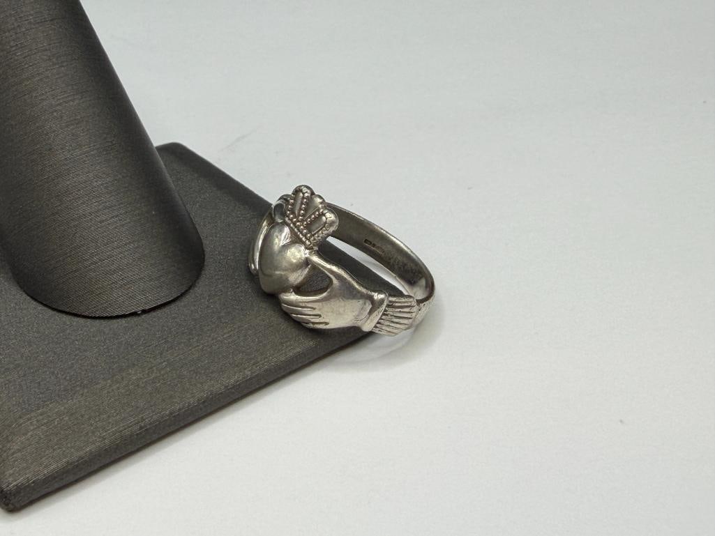 SOLVAR DESIGNER SIGNED IRISH STERLING SILVER CLADDAGH RING - 3