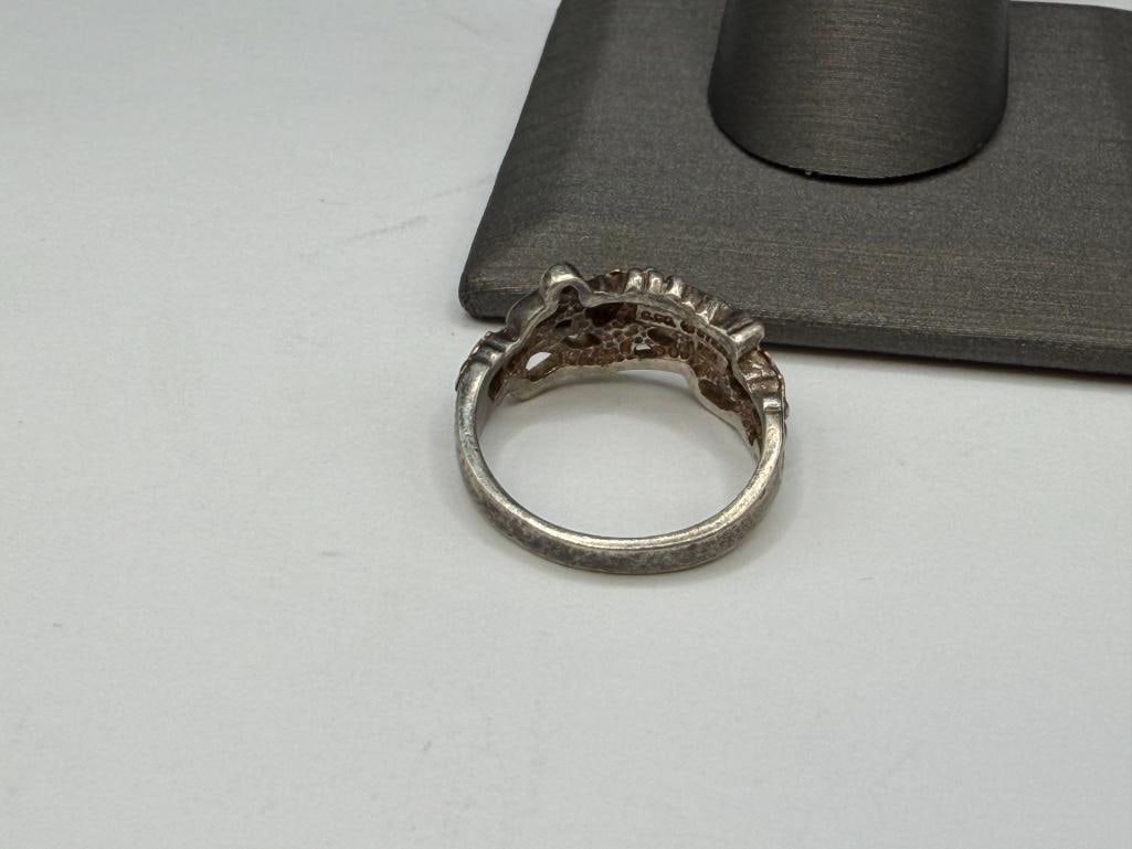STERLING SILVER RING WITH ROSE GOLD LEAF ACCENTS - 4