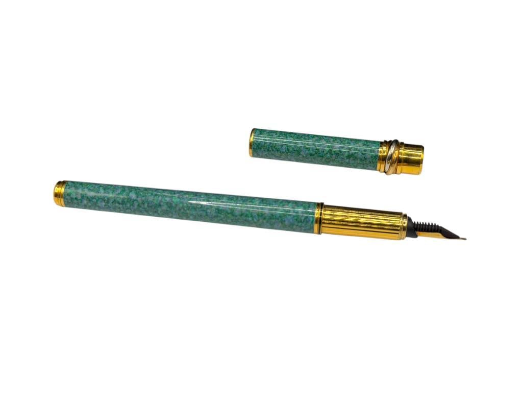 CARTIER 18K YELLOW GOLD NIB WRITING PEN WITH TURQUOISE COLORED CASING: MARKED ON NIB 5 1/2", 5/8" NIB