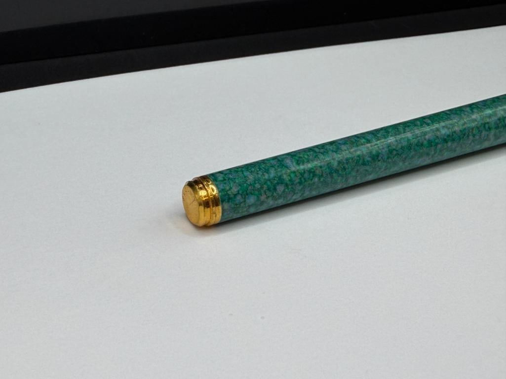 CARTIER 18K YELLOW GOLD NIB WRITING PEN WITH TURQUOISE COLORED CASING - 7