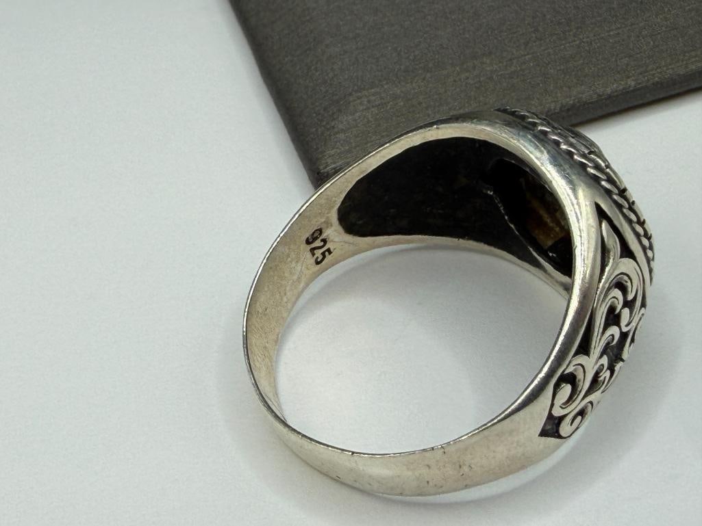 MEN'S STERLING SILVER EAGLE SIGNET RING - 5