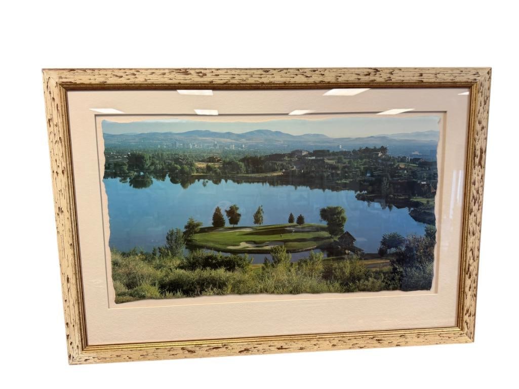 SCENIC VIEW OF CITY OF RENO SEEN FROM LAKE RIDGE GOLF COURSE: SCENE OF LAKE RIDGE GOLF COURSE WITH RENO LANDSCAPE IN THE BACKGROUND, FRAMED 