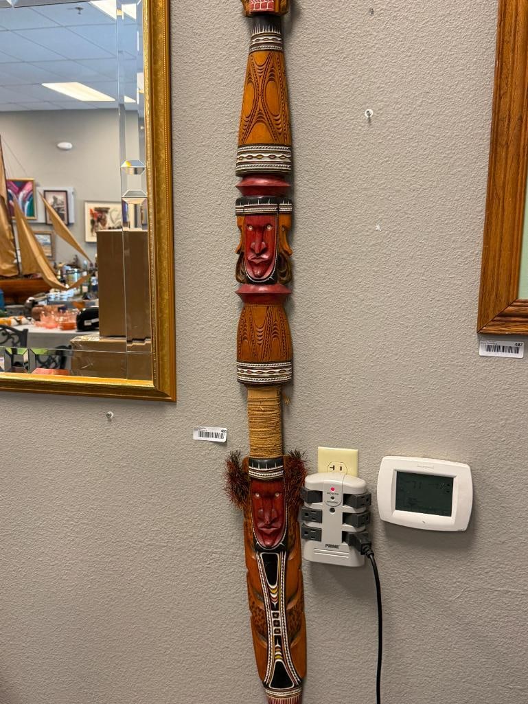 PAPUA NEW GUINEA SEPIK RIVER AFRICAN RITUAL TRIBAL SPEAR / STAFF - 2