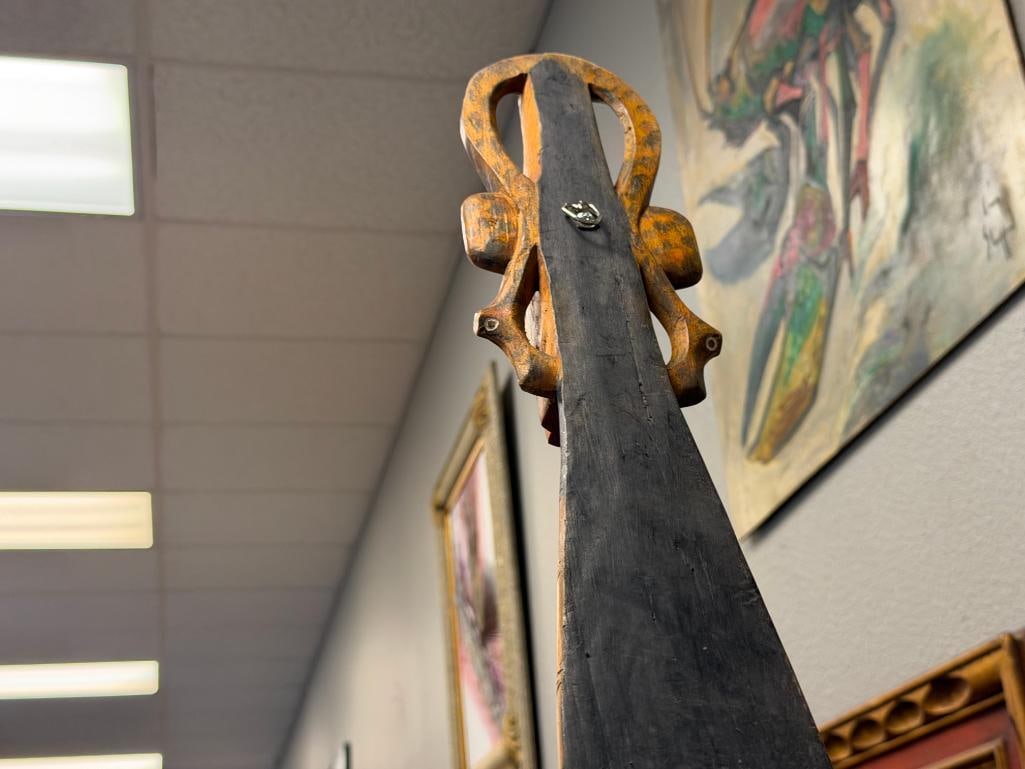 PAPUA NEW GUINEA SEPIK RIVER AFRICAN RITUAL TRIBAL SPEAR / STAFF - 9