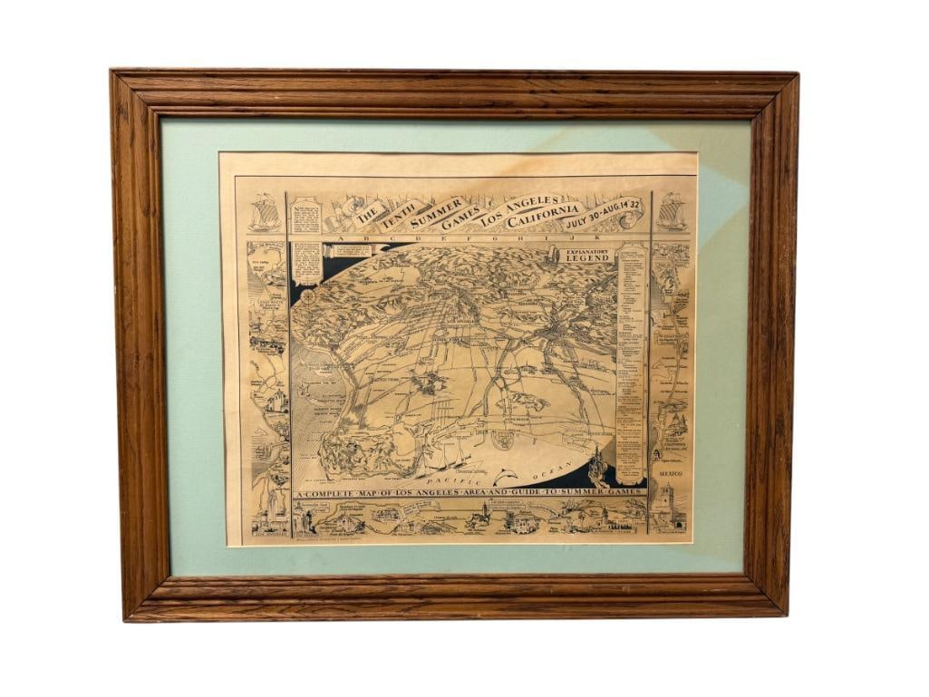 1932 A COMPLETE MAP OF LOS ANGELES AREA AND GUIDE TO SUMMER GAMES (1 of 10)