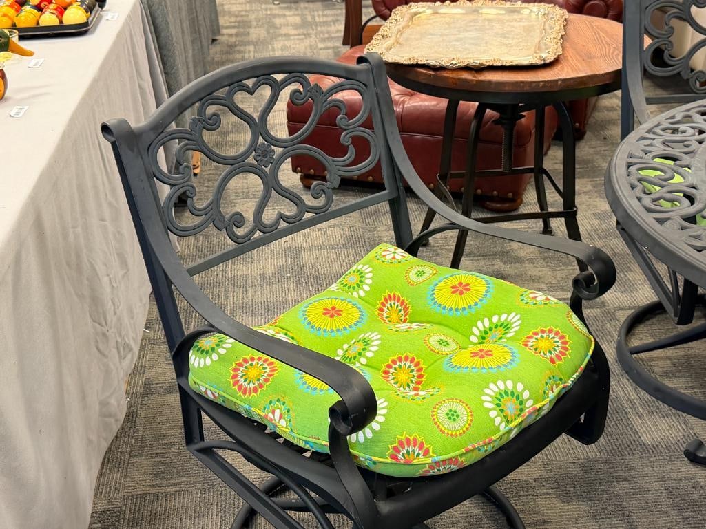DECORATIVE CAST ALUMINUM PATIO / OUTDOOR DINING SET - 7