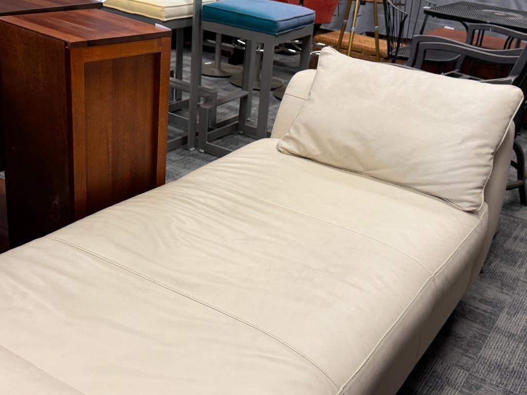 CONTEMPORAR MODERN CREAM COLORED LEATHER CHAISE LOUNGE - 3