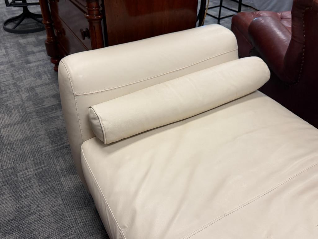 CONTEMPORAR MODERN CREAM COLORED LEATHER CHAISE LOUNGE - 5