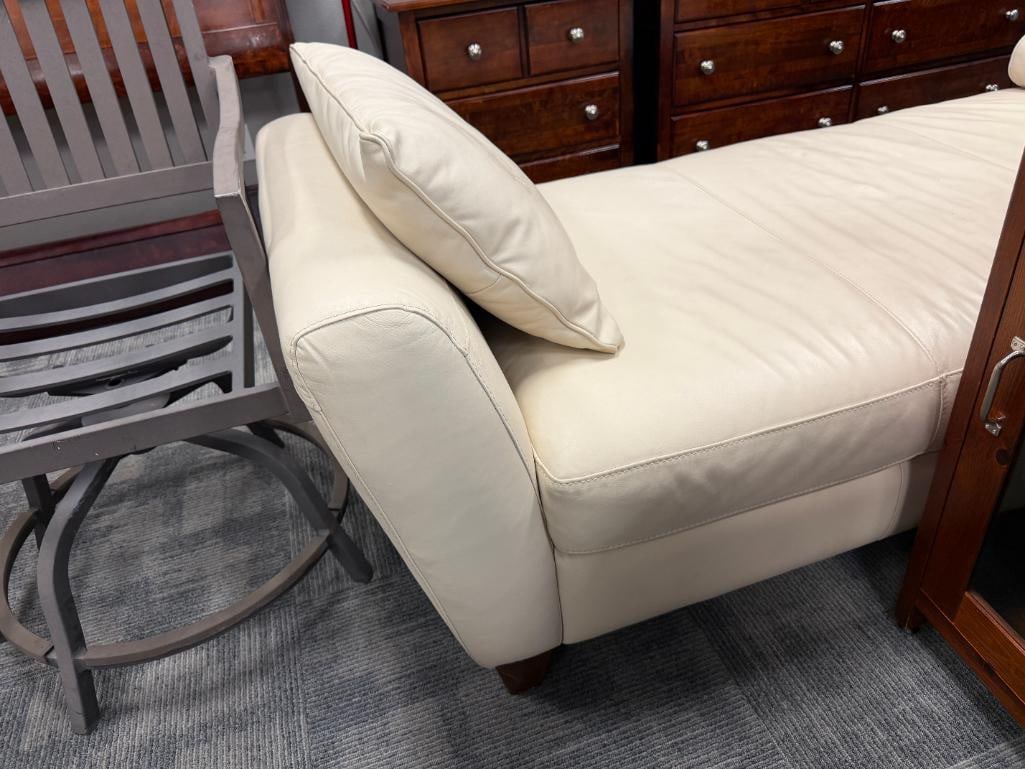 CONTEMPORAR MODERN CREAM COLORED LEATHER CHAISE LOUNGE - 8