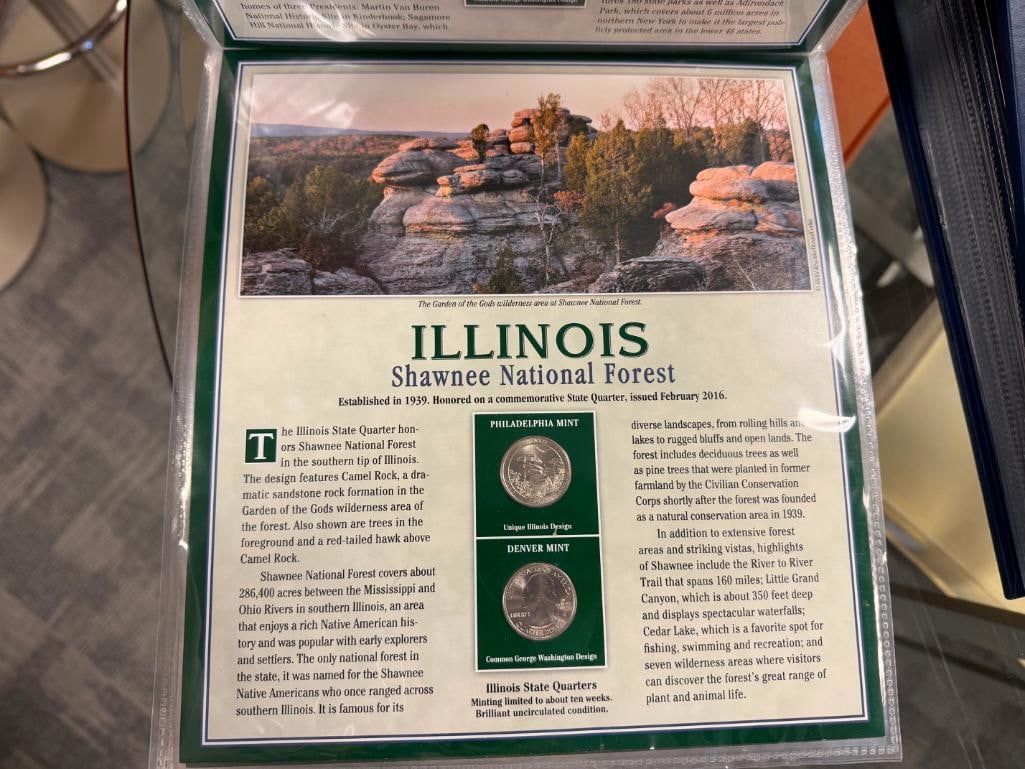 U.S. STATE QUARTERS COLLECTION SERIES I & II PCS STAMPS & COINS - 9