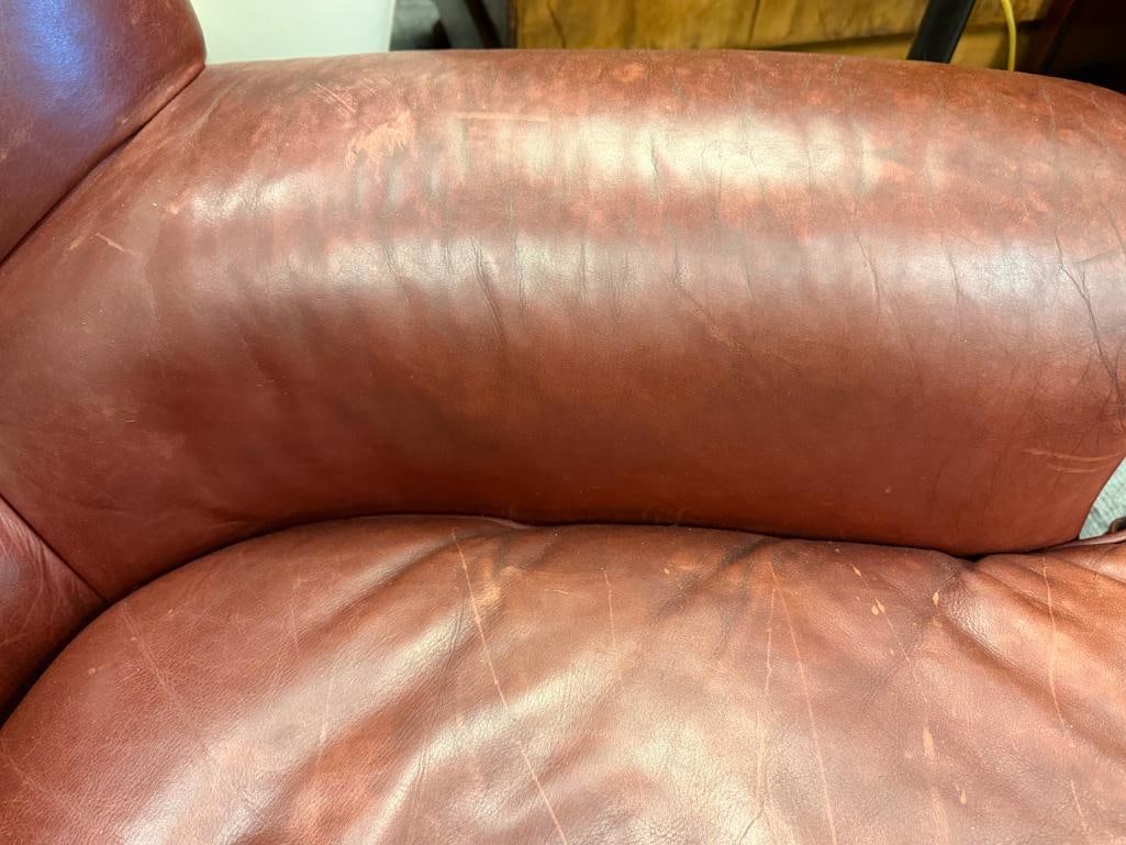 RALPH LAUREN GENUINE LEATHER WRITER'S CHAIR AND OTTOMAN BUTTON TUCK WITH NAIL HEAD TRIM - 6