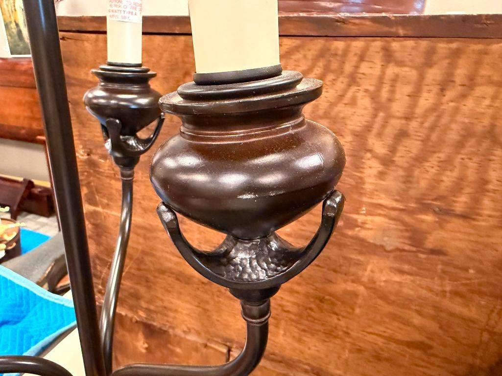TRADITIONAL MULTI-ARM FLOOR LAMP WITH HAMMERED LOOK ROUND BASE - 5