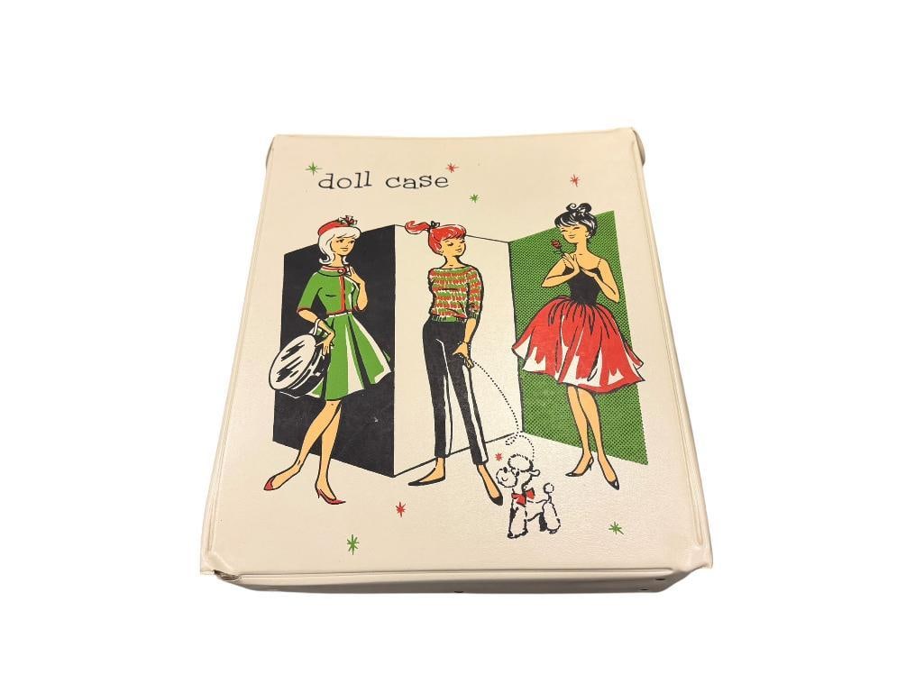 1958 BARBIE AND 1960 KEN BY MATTEL VINYL DOLLS WITH ACCESSORIES AND VINYL DOLL CASE (1 of 8)