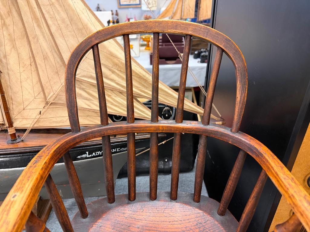 ANTIQUE ENGLISH OAK CHILDRENS WINDSOR STYLE CHAIR - 4