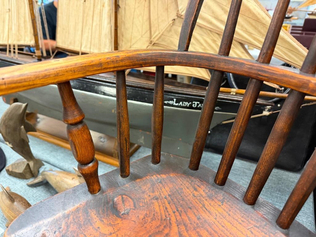 ANTIQUE ENGLISH OAK CHILDRENS WINDSOR STYLE CHAIR - 8