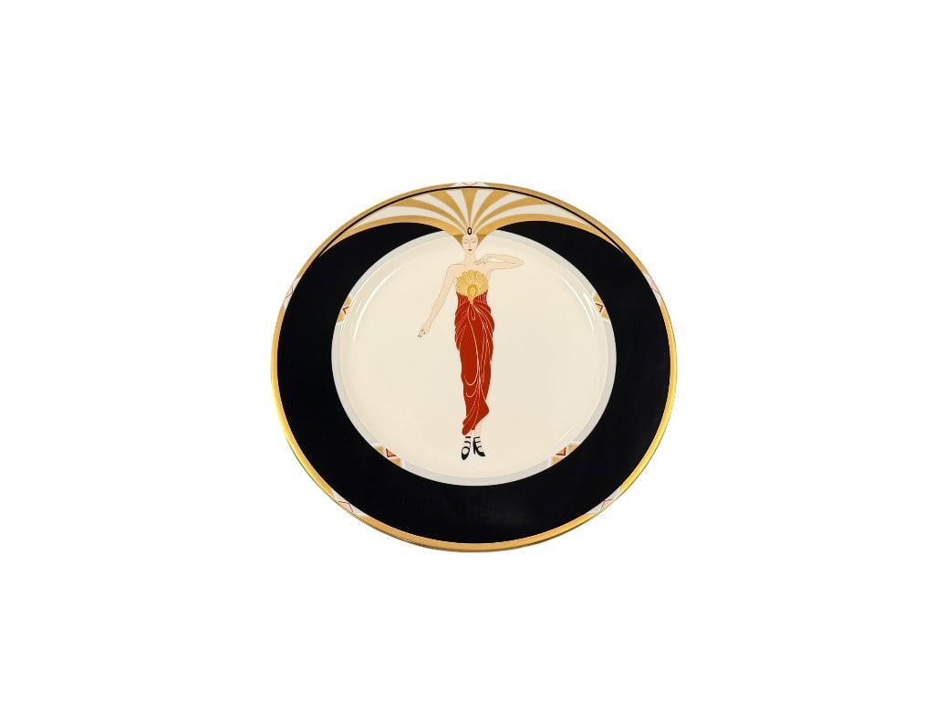 MIKASA ERTE LE SOLEIL EBONY AND L' AMOUR BONE CHINA CHARGER PLATES 1985 JAPAN (1 of 9)