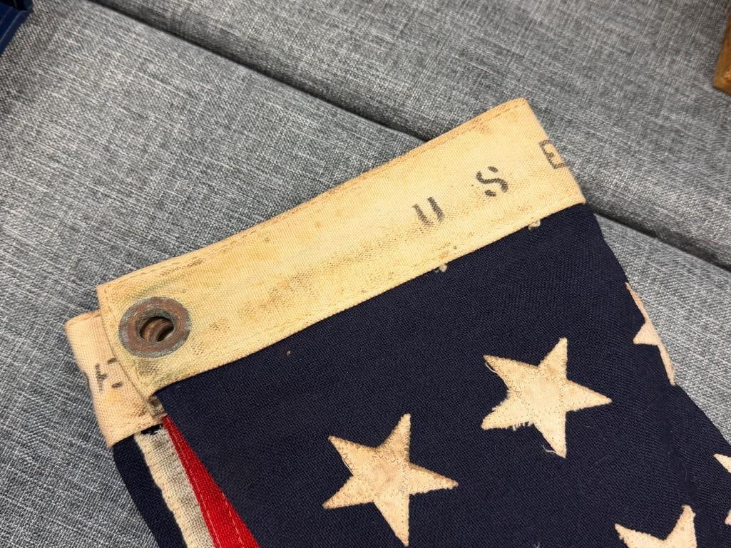 VINTAGE WWII ERA MARE ISLAND NAVY AMERICAN FLAG MADE IN MARE ISLAND SHIP YARD IN VALLEJO, CA NO. 11 - 4