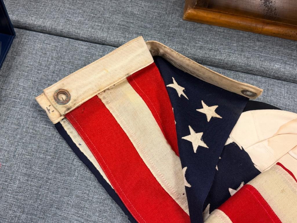 VINTAGE WWII ERA MARE ISLAND NAVY AMERICAN FLAG MADE IN MARE ISLAND SHIP YARD IN VALLEJO, CA NO. 11 - 7