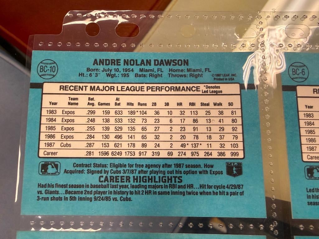 1987 LEAF MVP HALL OF FAME BASEBALL CARDS TONY GWYNN, MIKE SCHMIDT, CAL RIPKEN, WADE BOGGS, ETC. - 10